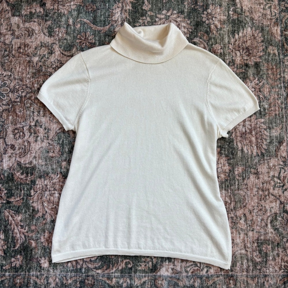 90s Vintage Talbots Turtleneck Sweater L Silk Cashmere Blend Quiet Luxury Preppy
